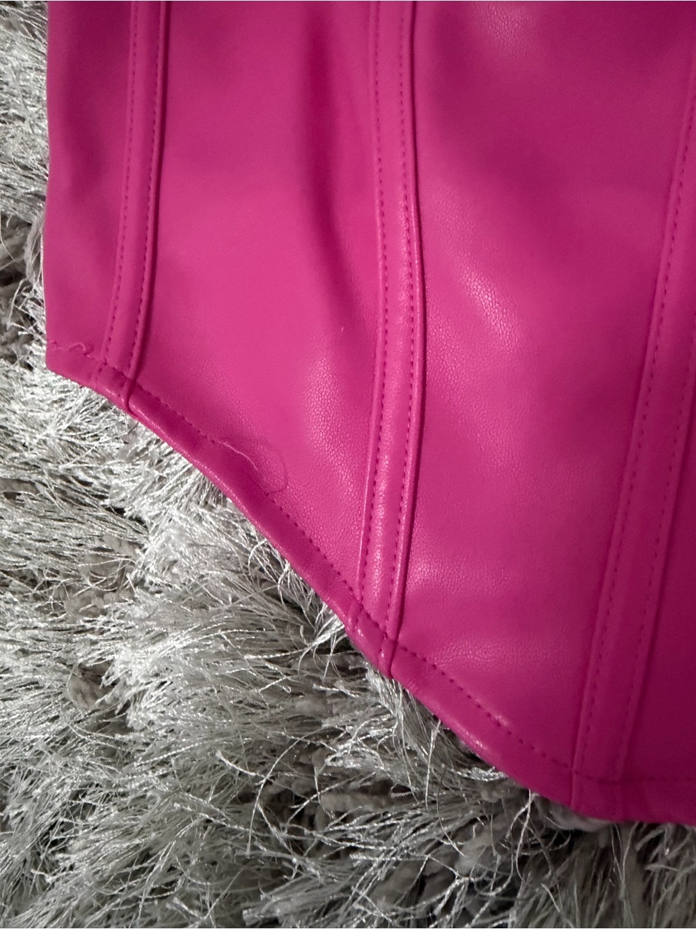 Sincerely Jules Hot Pink Faux-Leather Corset Tank - Picture 3 of 4